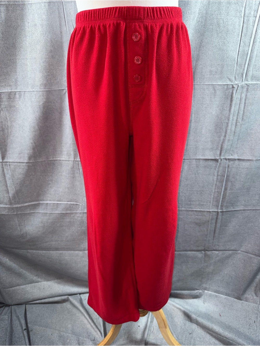 3084-Adonna Bright Red Elastic Waist Track Pants with Button Placket